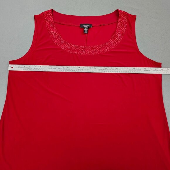 R&M Richards Red Sleeveless Sheath Dress 3X Stretch Sparkle Neckline Holiday - Picture 11 of 11